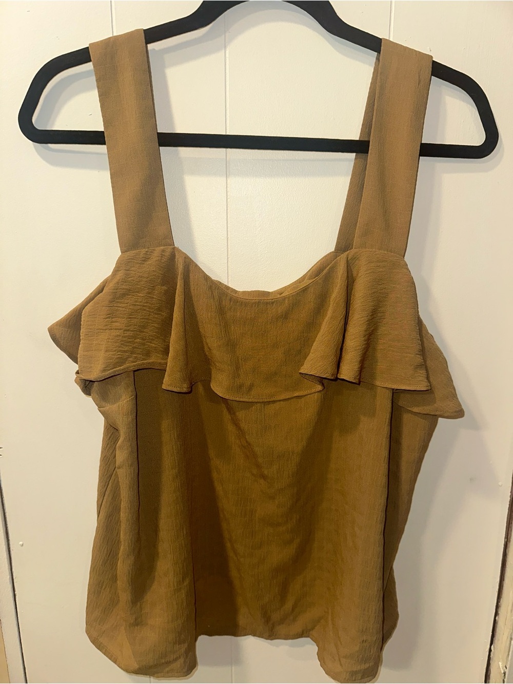 Nine West Women's Ruffle-Front Tank Top in Mustard - Picture 8 of 9